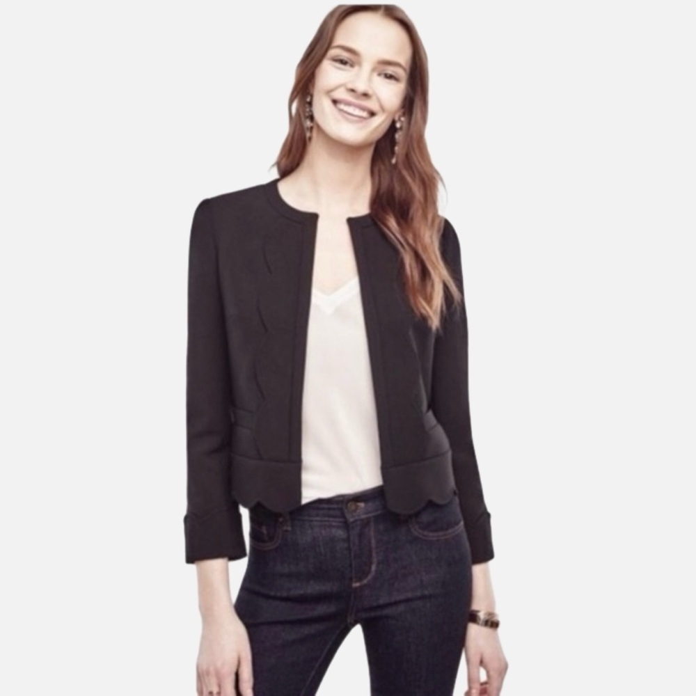 Ann Taylor Cropped Scalloped Blazer XS - Picture 2 of 6